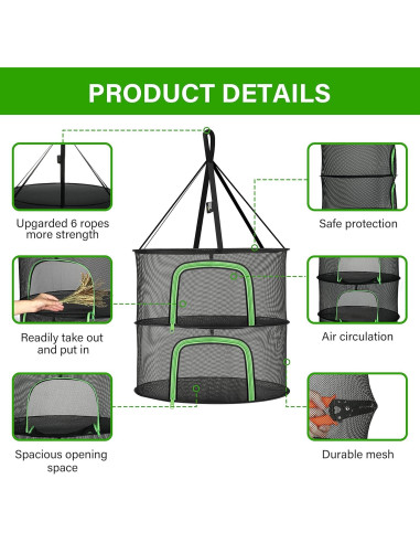 Estante de Secado de Hierbas iPower 2 Capas 61cm Plegable