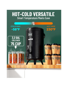 Dispensador de Bebidas Aislado WantJoin 12L Acero Inoxidable Negro 2