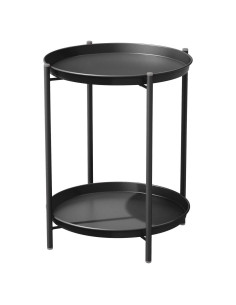 Mesa Lateral Exterior Grand Patio Redonda 2 Niveles Negra