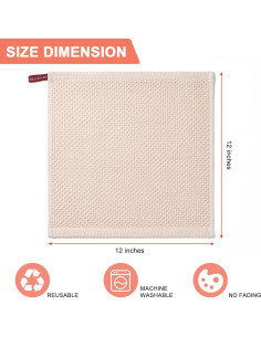 Paquete de 6 Paños de Cocina BOOMIBOO 100% Algodón Beige 30x30 cm 2