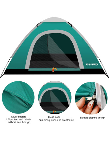 Carpa automática RISEPRO 2 personas impermeable verde