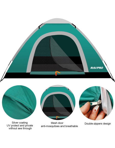 Carpa automática RISEPRO 2 personas impermeable verde
