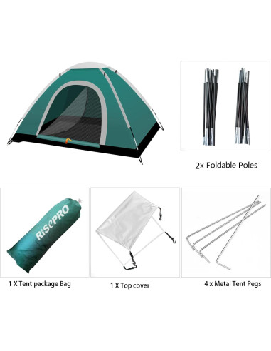 Carpa automática RISEPRO 2 personas impermeable verde