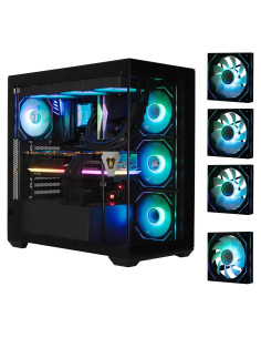 Caja de PC Gaming BitFenix CETO Negra - Vidrio Templado y 4 Ventiladores ARGB