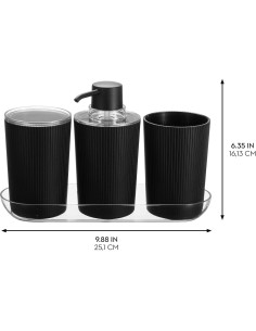 Juego de Accesorios de Baño iDesign 4 Piezas Negro/Transparente 2