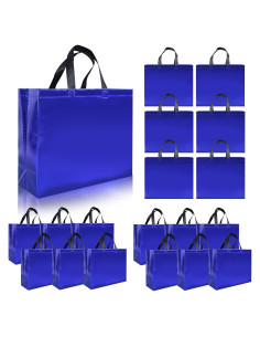 15 Bolsas de Regalo Reutilizables Azules Cabzymx 32x12x28 cm