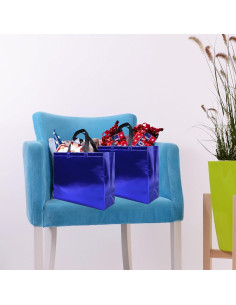 15 Bolsas de Regalo Reutilizables Azules Cabzymx 32x12x28 cm 2