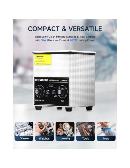 Limpiador Ultrasónico Creworks 2L 60W Acero Inoxidable