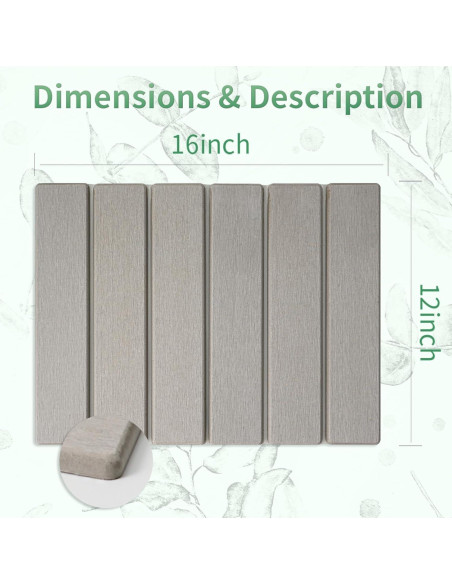 Alfombrilla de Secado Plegable Yeload de Piedra Gris 40.6x30.5 cm