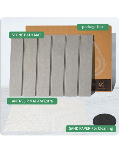 Alfombrilla de Secado Plegable Yeload de Piedra Gris 40.6x30.5 cm