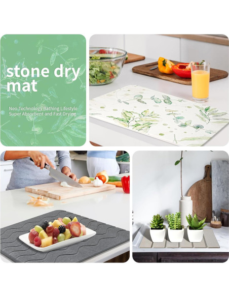 Alfombrilla de Secado Plegable Yeload de Piedra Gris 40.6x30.5 cm