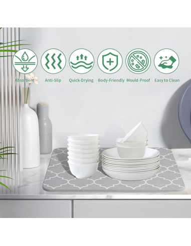 Alfombrilla de Secado Plegable Yeload de Piedra Gris 40.6x30.5 cm