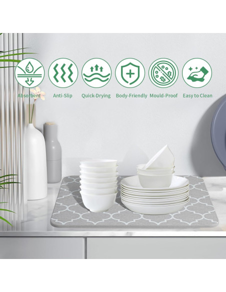 Alfombrilla de Secado Plegable Yeload de Piedra Gris 40.6x30.5 cm