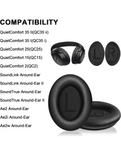 Almohadillas de Repuesto Meliya para Auriculares Bose QC35 II - Negro 2