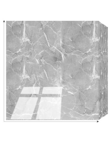 10 Hojas Azulejo Autoadhesivo PVC Mármol Gris 30.48x30.48cm