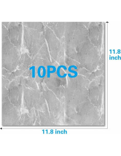10 Hojas Azulejo Autoadhesivo PVC Mármol Gris 30.48x30.48cm 2