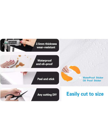 10 Hojas Azulejo Autoadhesivo PVC Mármol Gris 30.48x30.48cm