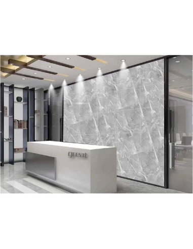 10 Hojas Azulejo Autoadhesivo PVC Mármol Gris 30.48x30.48cm