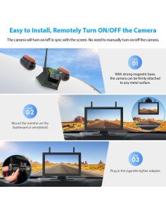 Sistema de Cámara de Respaldo Inalámbrico Solar 10.1" HD1080P 2