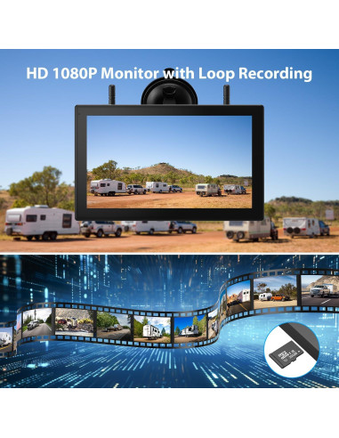 Sistema de Cámara de Respaldo Inalámbrico Solar 10.1" HD1080P