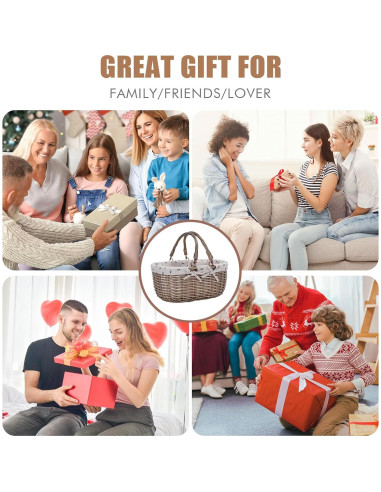 Cesta de Picnic Ovalada G GOOD GAIN Beige 36.8x26.9x18 cm