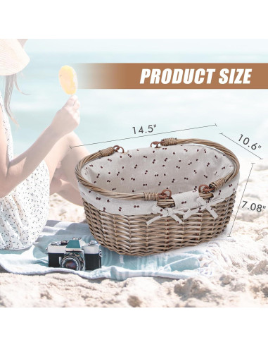 Cesta de Picnic Ovalada G GOOD GAIN Beige 36.8x26.9x18 cm