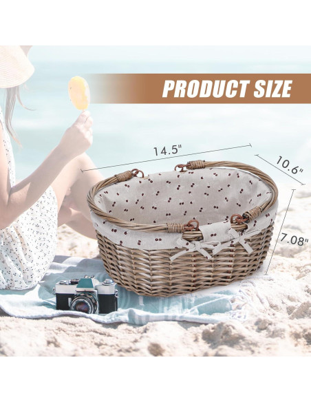 Cesta de Picnic Ovalada G GOOD GAIN Beige 36.8x26.9x18 cm