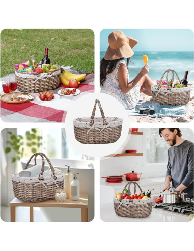 Cesta de Picnic Ovalada G GOOD GAIN Beige 36.8x26.9x18 cm