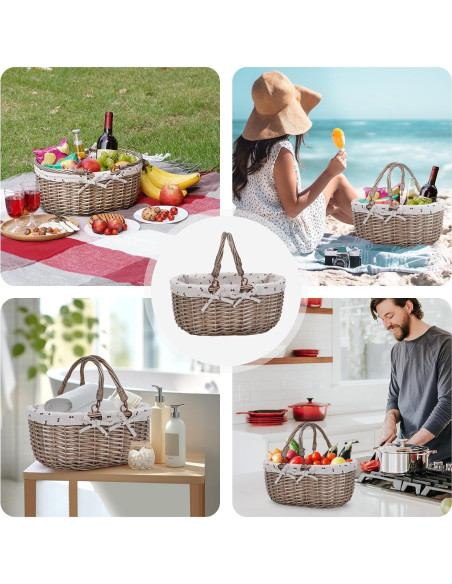 Cesta de Picnic Ovalada G GOOD GAIN Beige 36.8x26.9x18 cm