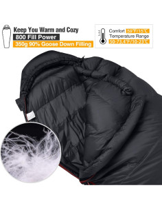 Saco de Dormir Tipo Momia REDCAMP Plumas Ganso 0C 845g 2