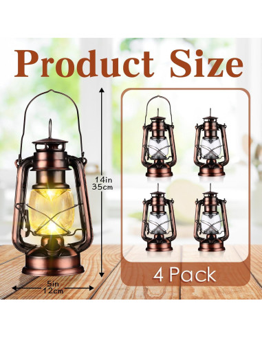 4 Faroles Vintage LED Riakrum Bronce Regulables 24.13 cm
