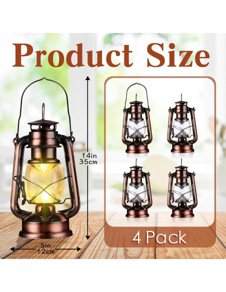4 Faroles Vintage LED Riakrum Bronce Regulables 24.13 cm