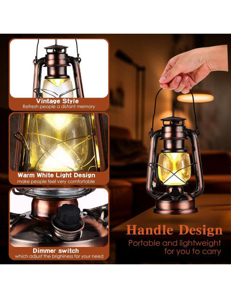 4 Faroles Vintage LED Riakrum Bronce Regulables 24.13 cm