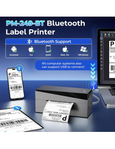 Impresora de Etiquetas Térmicas Bluetooth Omezizy 249BT 4x6 2