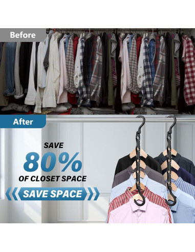 10 Perchas Ahorra Espacio Besslly Negro Multifuncionales