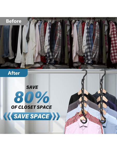 10 Perchas Ahorra Espacio Besslly Negro Multifuncionales