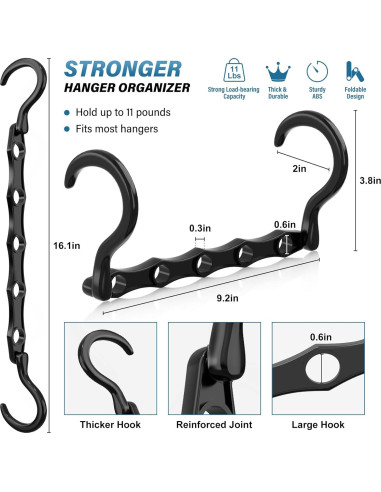 10 Perchas Ahorra Espacio Besslly Negro Multifuncionales