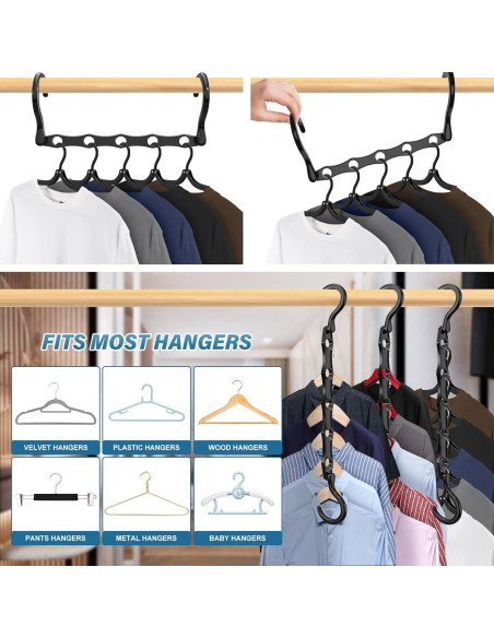 10 Perchas Ahorra Espacio Besslly Negro Multifuncionales