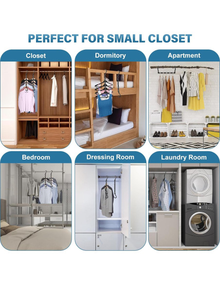 10 Perchas Ahorra Espacio Besslly Negro Multifuncionales