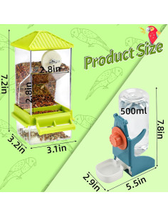 Alimentador Automático de Aves Rypet Verde + Bebedero 500g 2