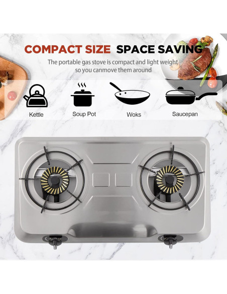 Estufa de Gas Propano Portátil forimo RQZ 2 Quemadores 19,000 BTU