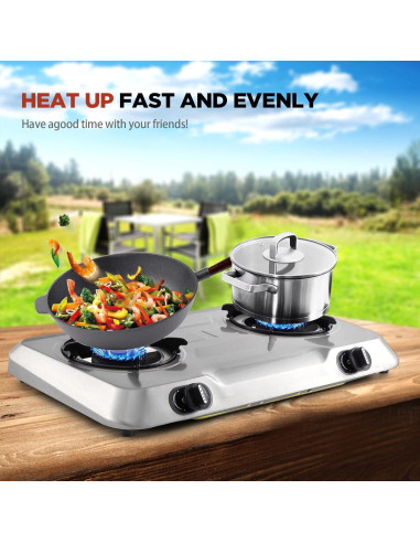 Estufa de Gas Propano Portátil forimo RQZ 2 Quemadores 19,000 BTU