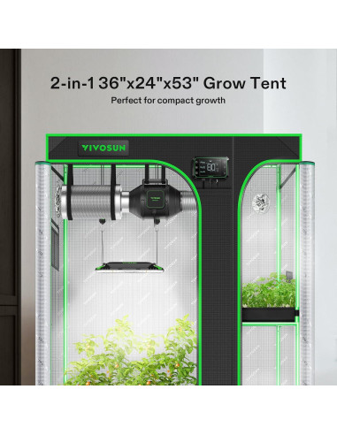Carpa de Cultivo VIVOSUN 2-en-1 91.4x61x134.6cm Mylar