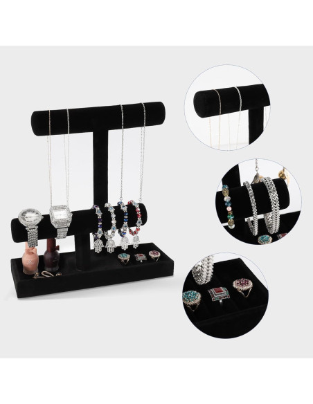 Soporte de Joyería ByKen Terciopelo Negro 2 Niveles