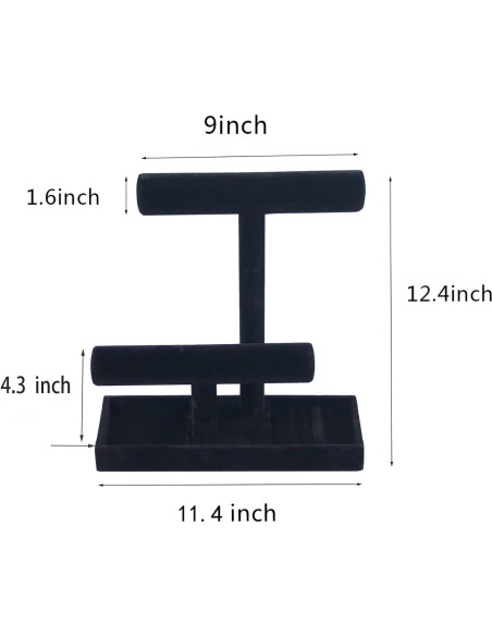 Soporte de Joyería ByKen Terciopelo Negro 2 Niveles