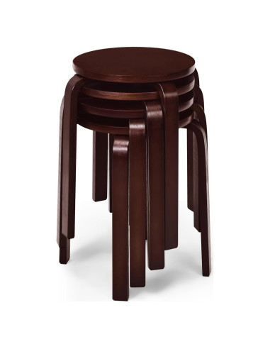 Conjunto de 4 Taburetes Apilables POWERSTONE de Madera 45.72 cm