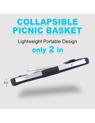 Cesta de Picnic Plegable SIYUAN 24L Negra Reutilizable