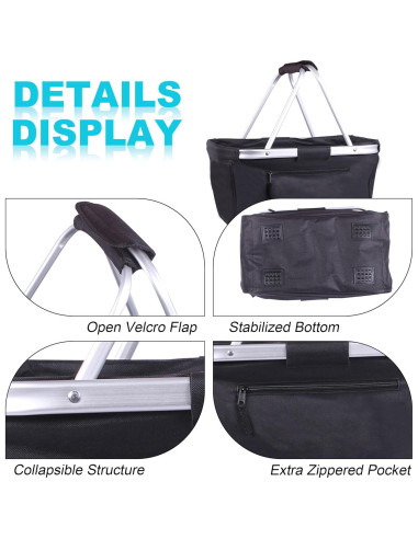 Cesta de Picnic Plegable SIYUAN 24L Negra Reutilizable