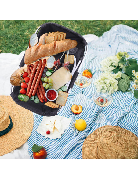 Cesta de Picnic Plegable SIYUAN 24L Negra Reutilizable