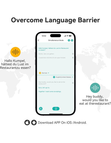 Auriculares Traductores AI ACODO Negro, Traducción 138 Idiomas